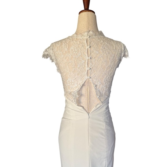 BHLDN Nicole Miller Gown Lauren Lace Back Bridal Wedding Gown Dress Train size 0 - Picture 11 of 16